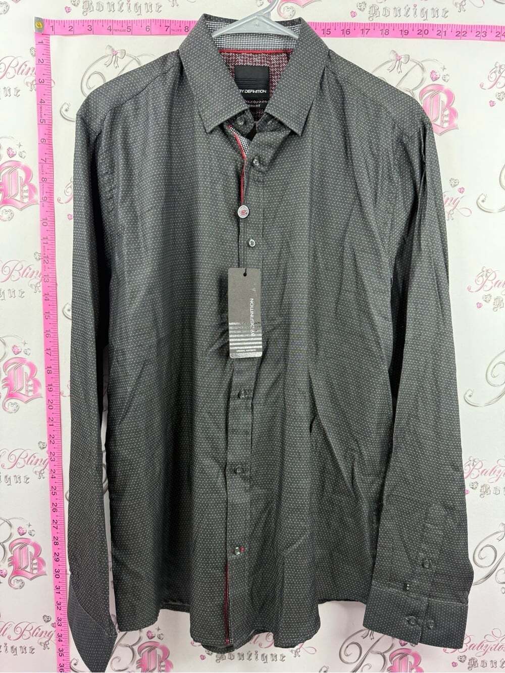 BY DEFINITION shirt Men’s Long-Sleeve Charcoal Microdot Dress Shirt